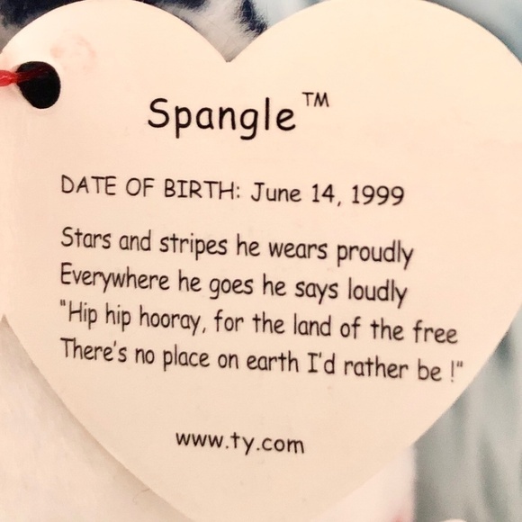 TY, Beanie Baby, VINTAGE, 1999, TY, Spangle, American Flag, Bear, Nice Condition - Picture 7 of 10